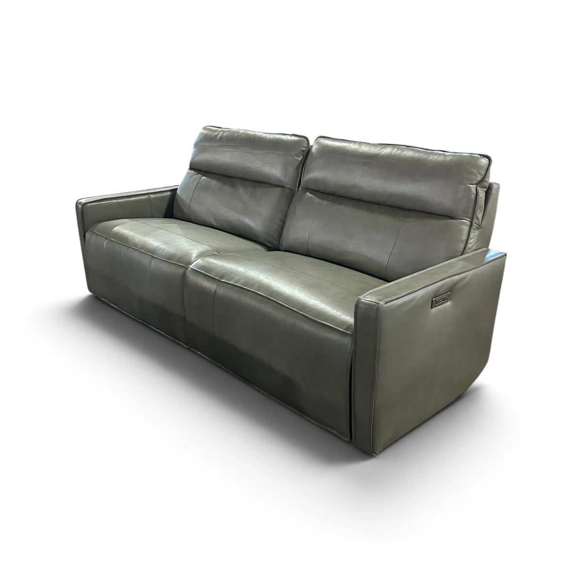 Henredon Keira Leather Power Reclining Sofa with Power Headrests, Gray
