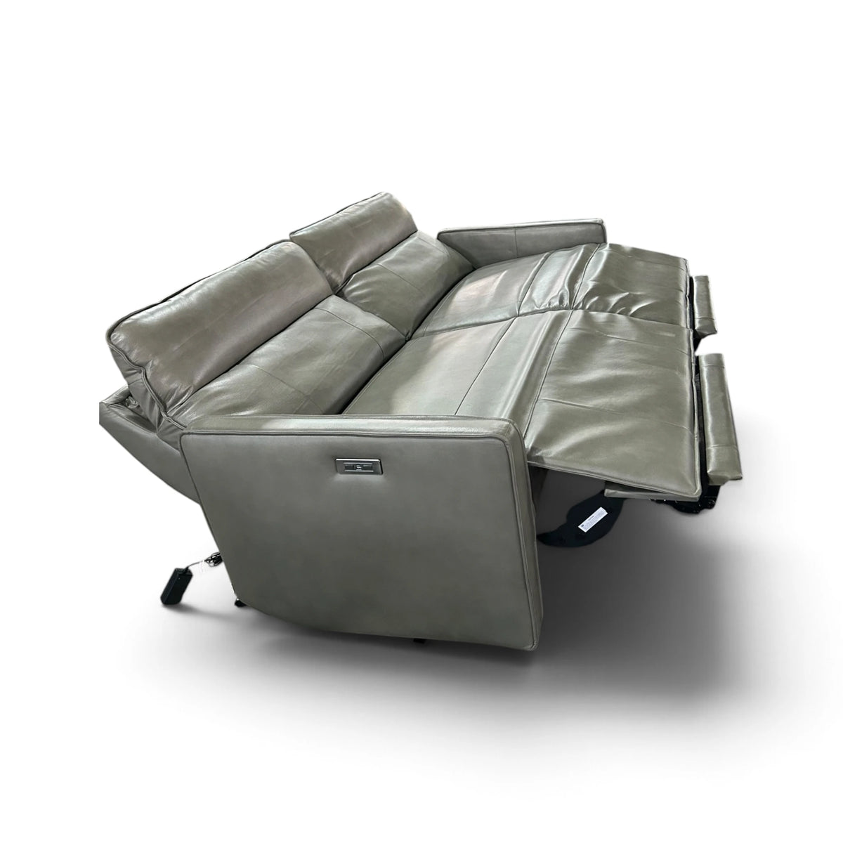Henredon Keira Leather Power Reclining Sofa with Power Headrests, Gray