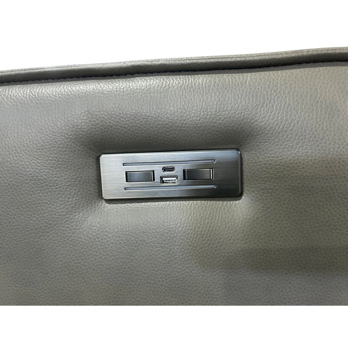 Henredon Keira Leather Power Reclining Sofa with Power Headrests, Gray