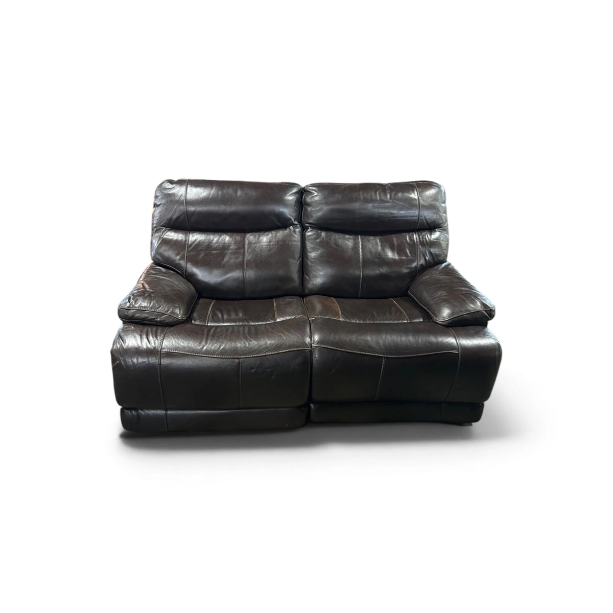 Simon Li Ridgewin Leather Power Reclining Loveseat with Power Headrests, Brown