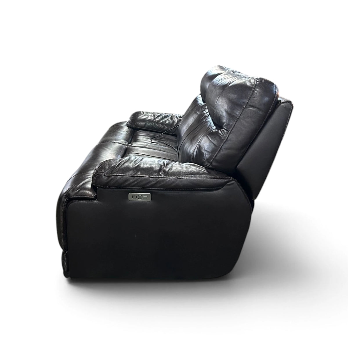 Simon Li Ridgewin Leather Power Reclining Loveseat with Power Headrests, Brown