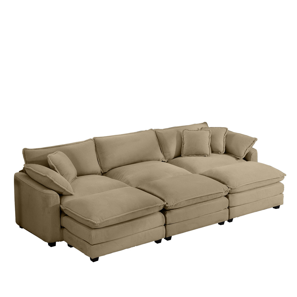 Oversized Modular Cushion Sofa With Ottoman, Low Back, Deep Seating Sofa Set