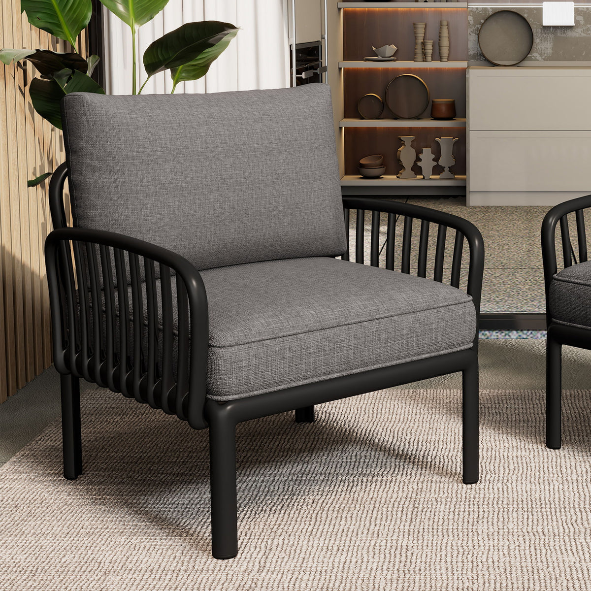 Outdoor Patio Club Chair, Waterproof Thick Cushion Deep Seating