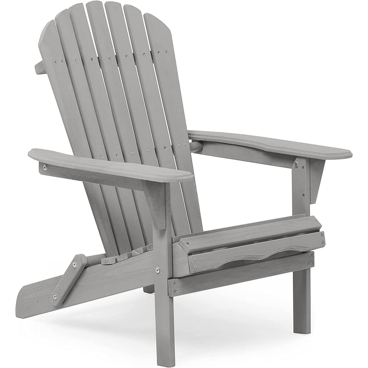 2-Piece Folding Adirondack Chair Set Solid Wood Gray
