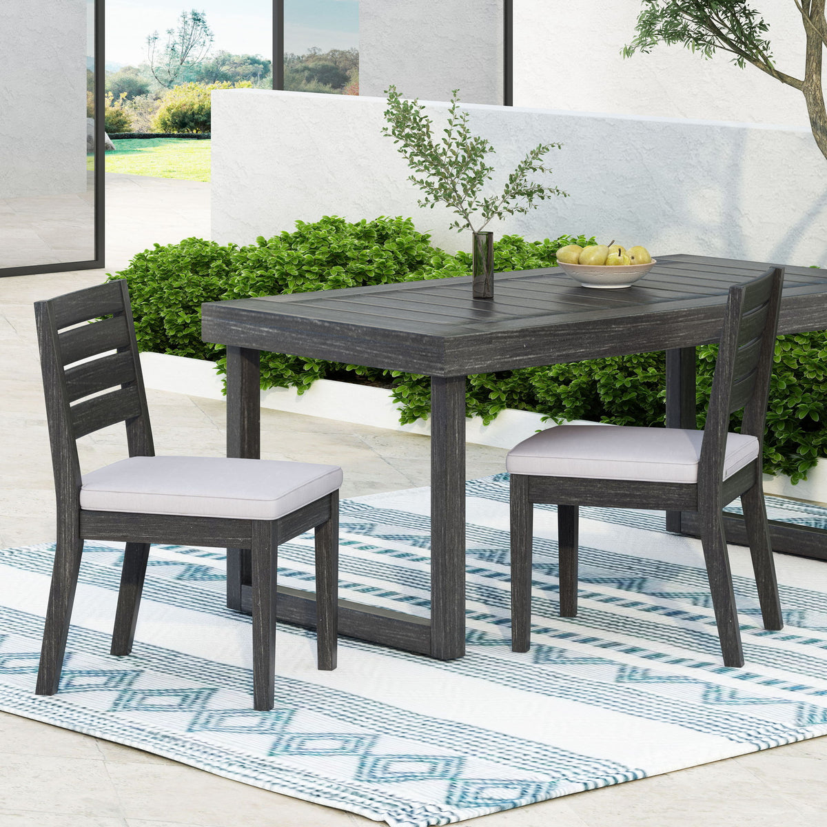 Outdoor Armless Dining Chair With Cushions