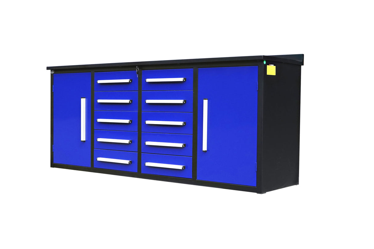 Storage Cabinets With Workbench (With 10 Drawers And 2 Cabinets)