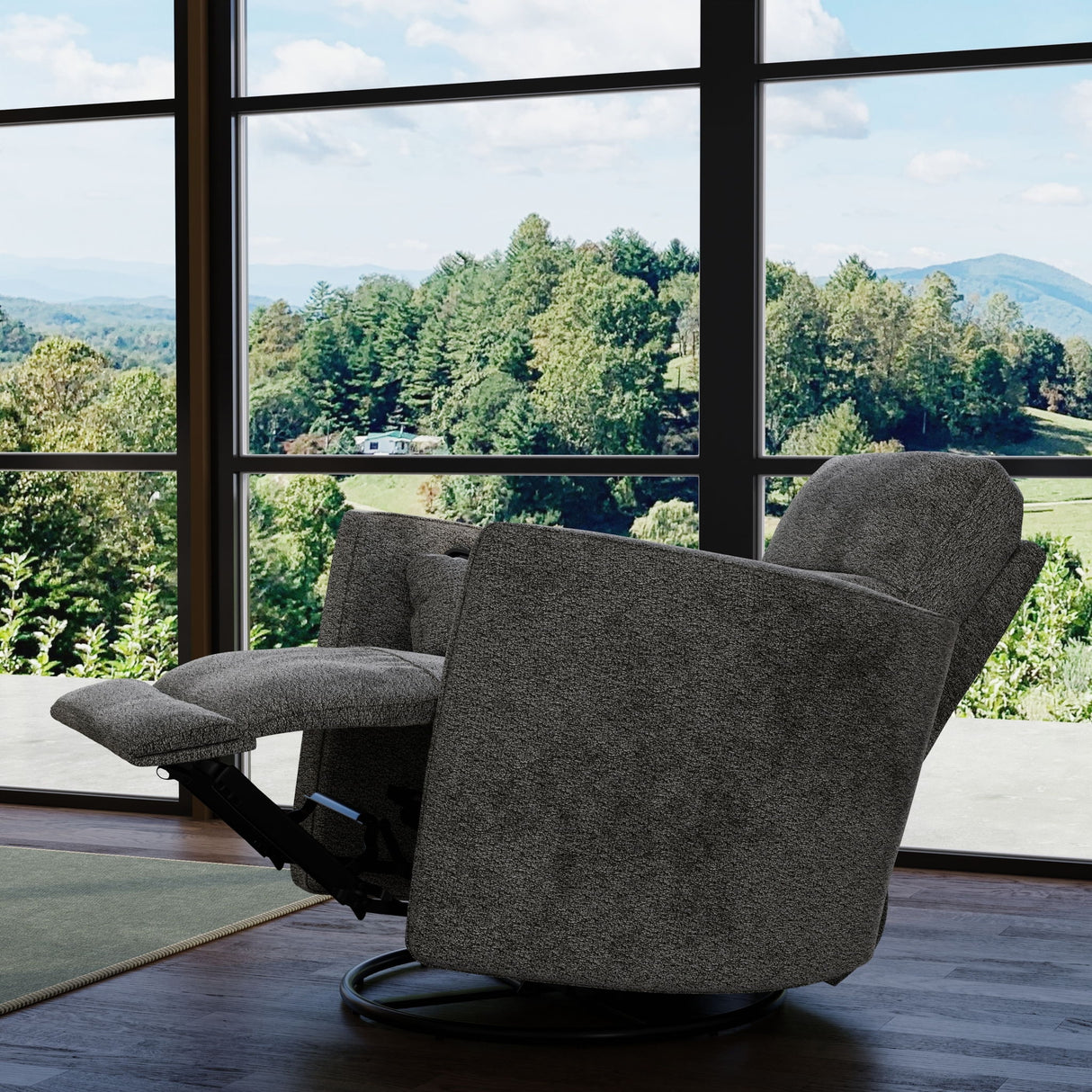 Milan - Swivel Recliner With Manual Footrest - Gray