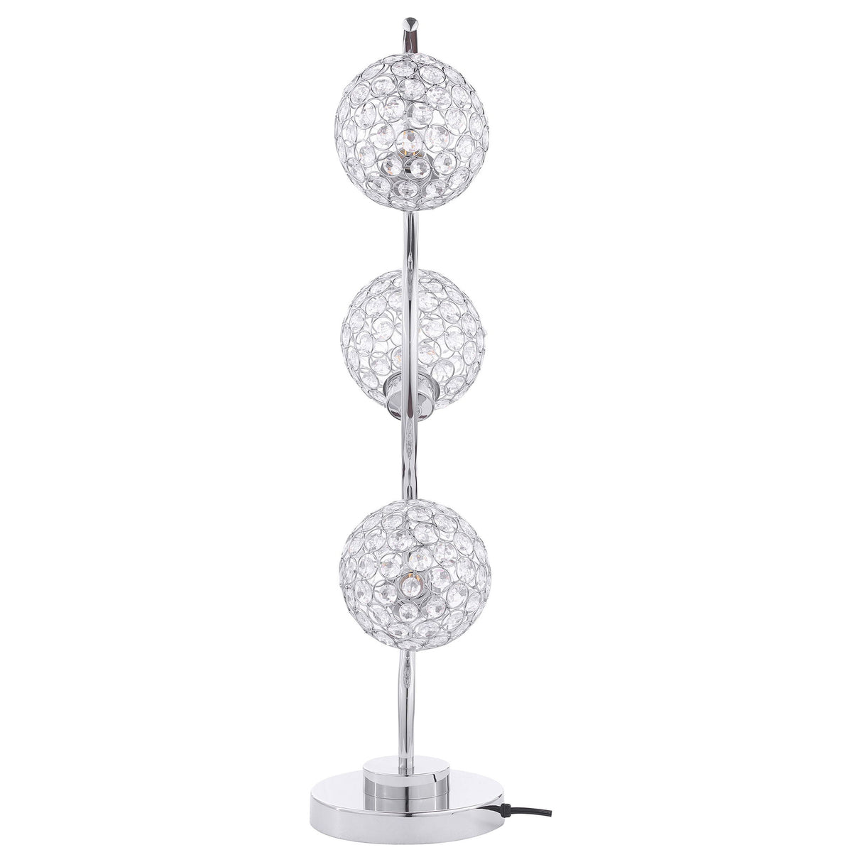 Vandy - 3 Light Curvy Table Lamp With Orb Shades - Chrome