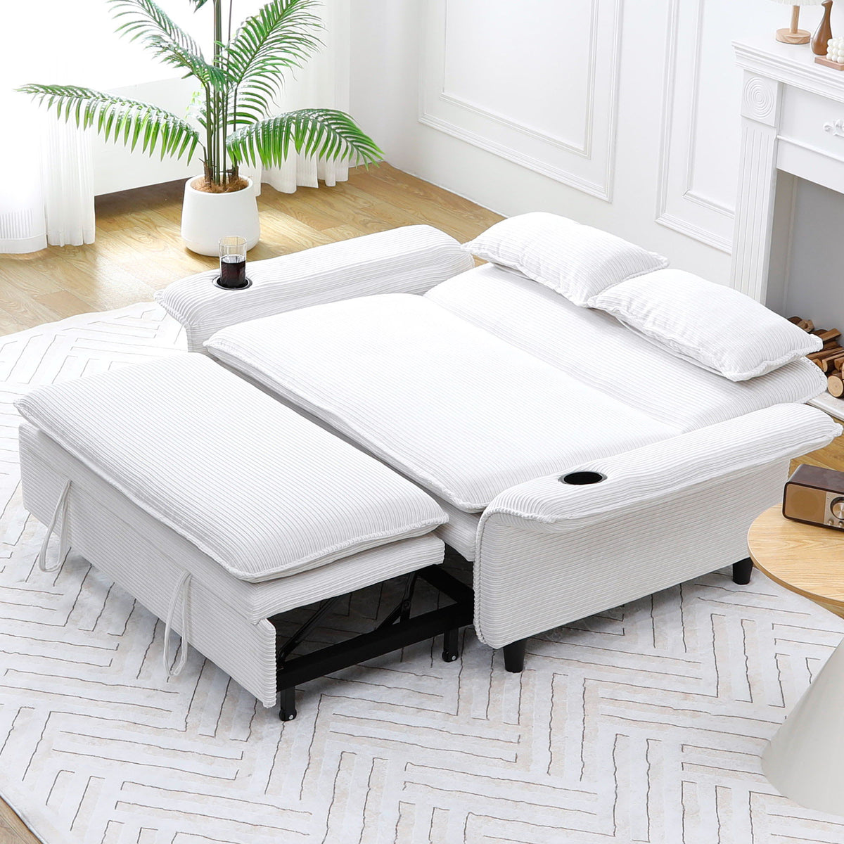Modern Fabric Multi-Functional Sofa Bed With Adjustable Armrests And Backrests