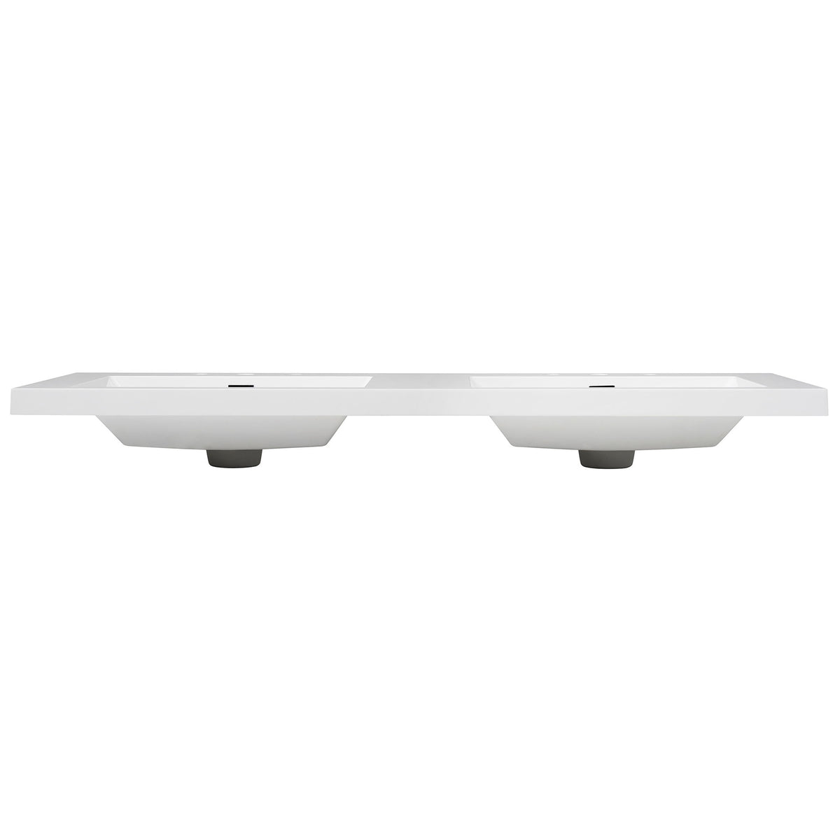Vanity Top With Undermount Rectangular Double Sinks, Faucet Holes - White