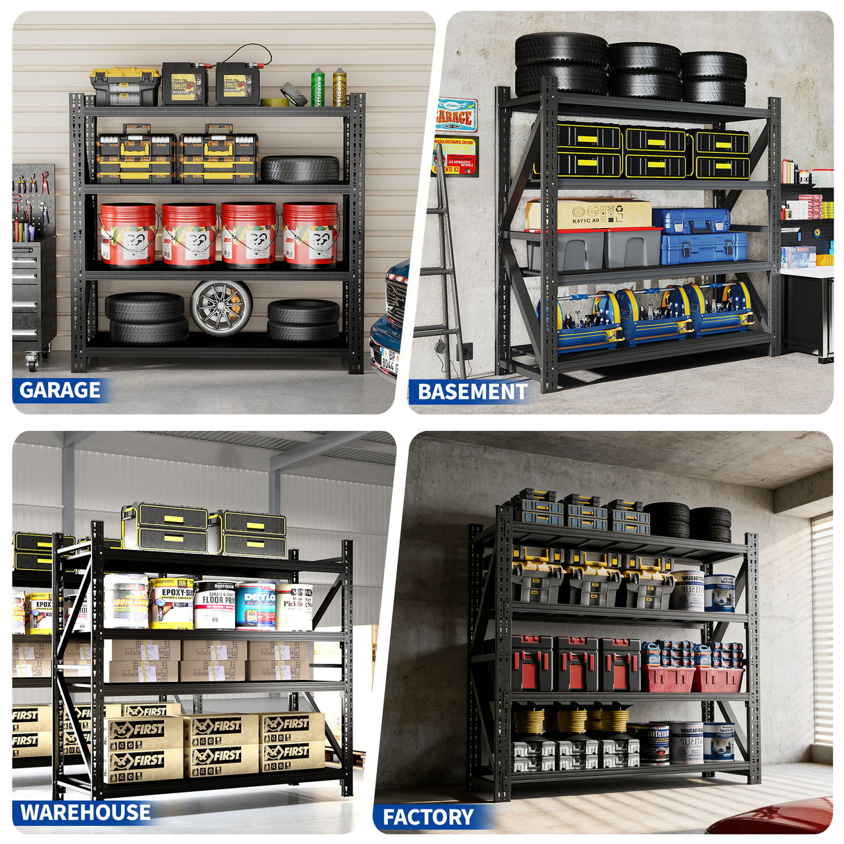 Heavy Duty 4 Shelf Garage Shelving Unit
