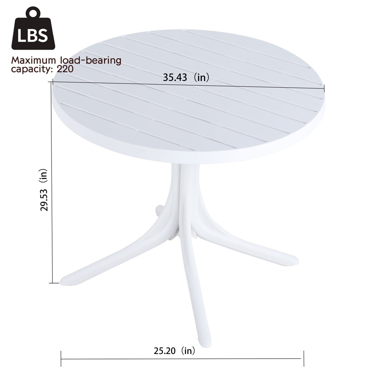 Modern Round Table, Waterproof, UV Resistant And Durable - White