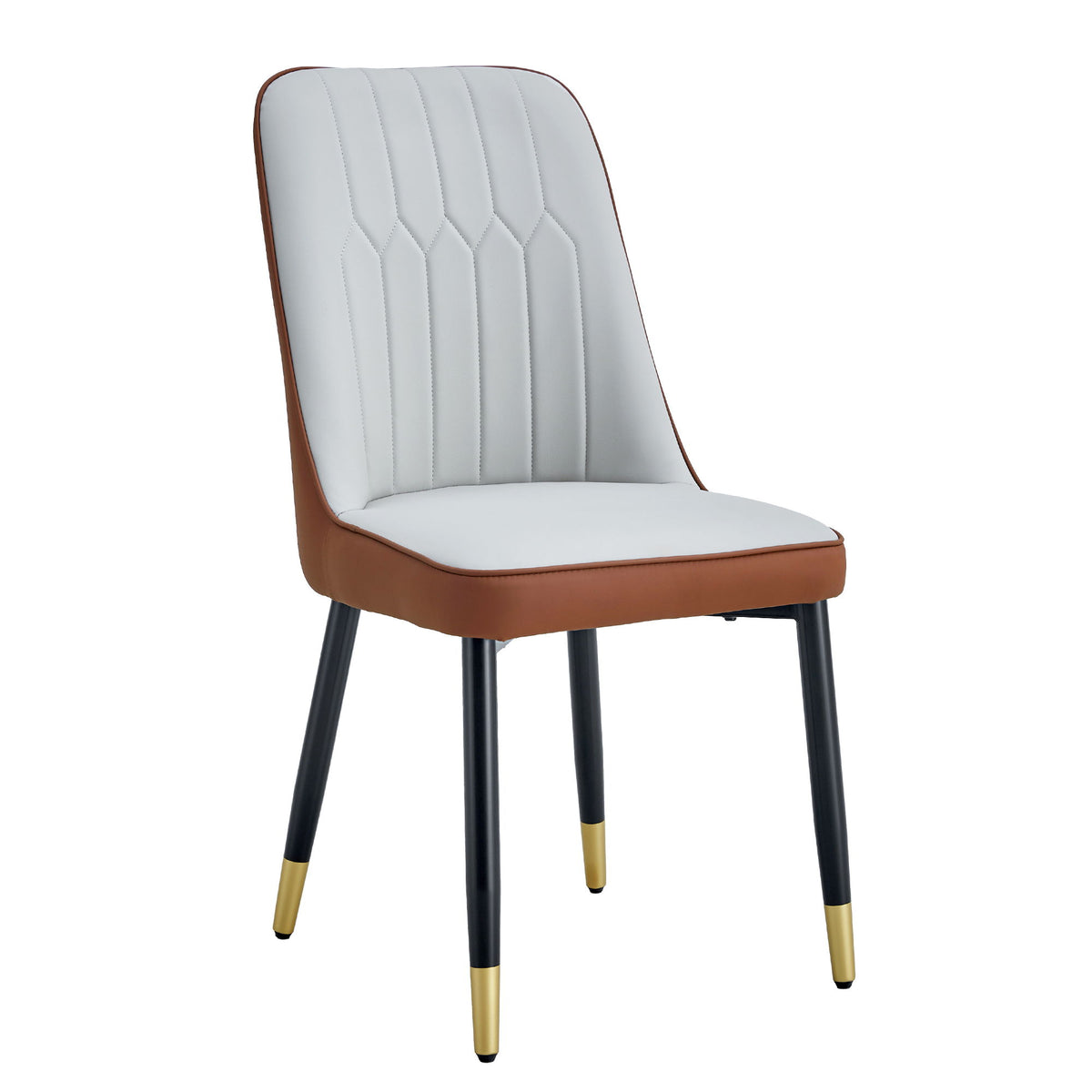 Modern Light And Dining And Living Room Chairs WithCushion And Metal Legs (Set of 2) - Brown / Light Gray