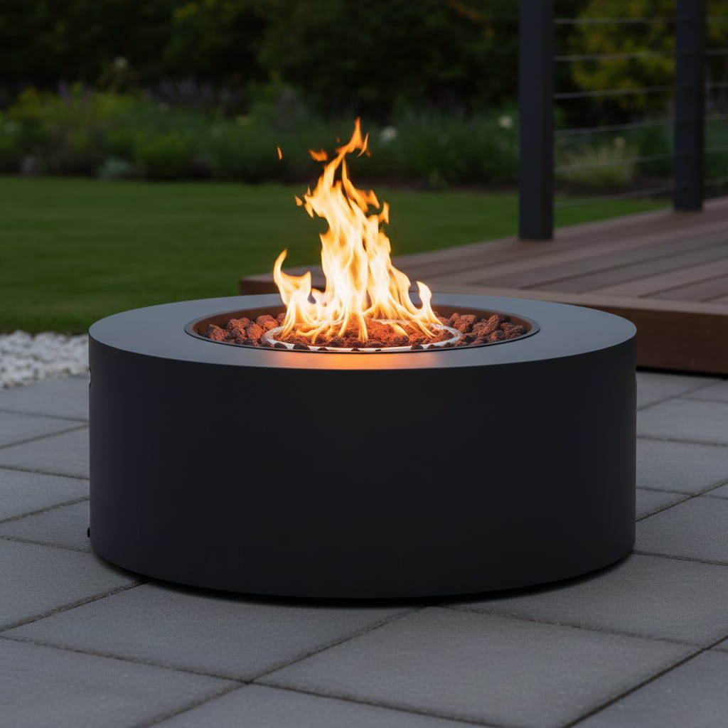 Round Propane Fire Pit Table Modern Outdoor Patio Heater 40000 BTU