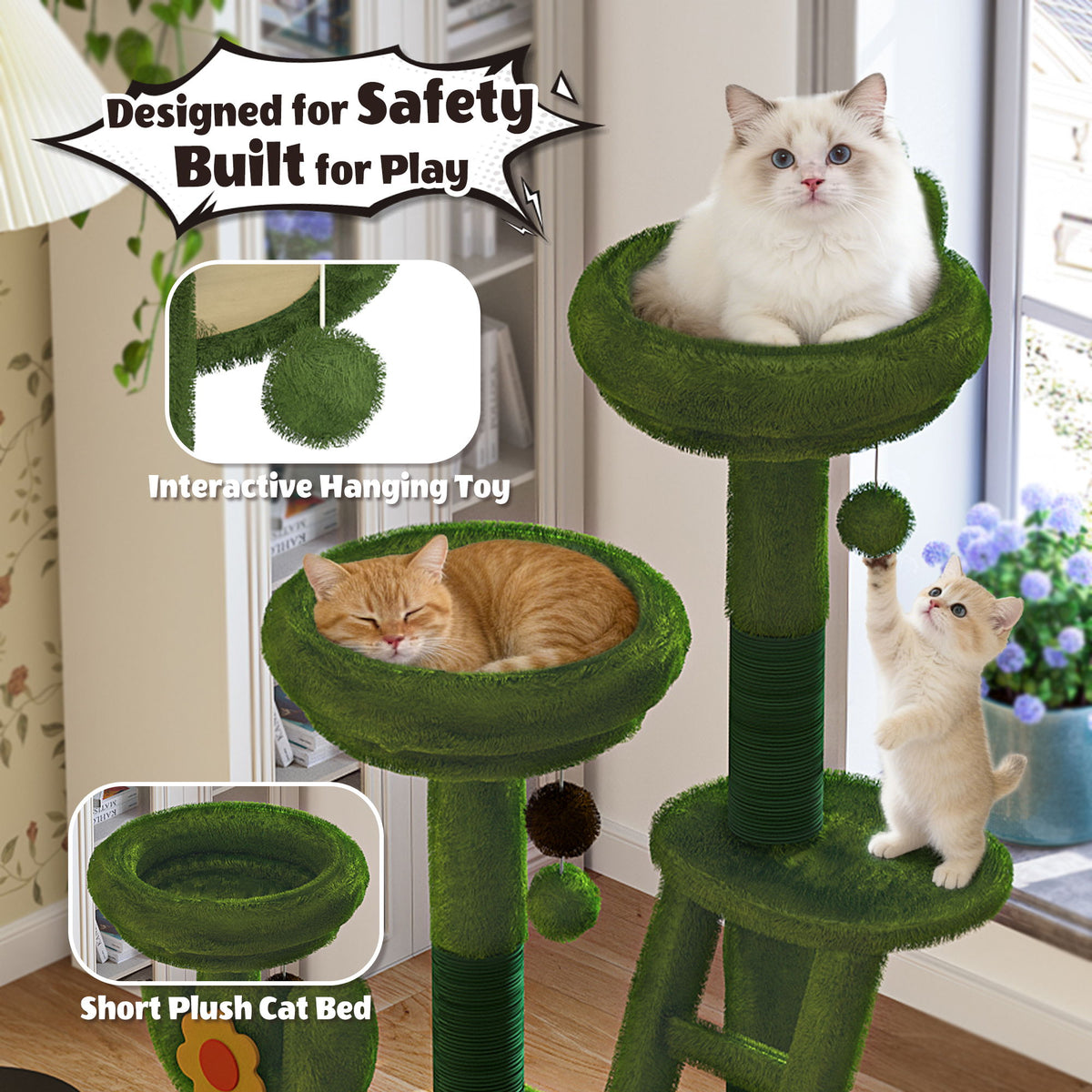 Cactus Cat Tree With Transparent Capsule