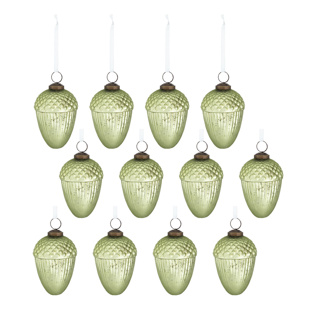 Tear Drop Ornament, Decorative Hanging Christmas Tree Ornaments For Holiday Party Decorations (Set of 12) - Green