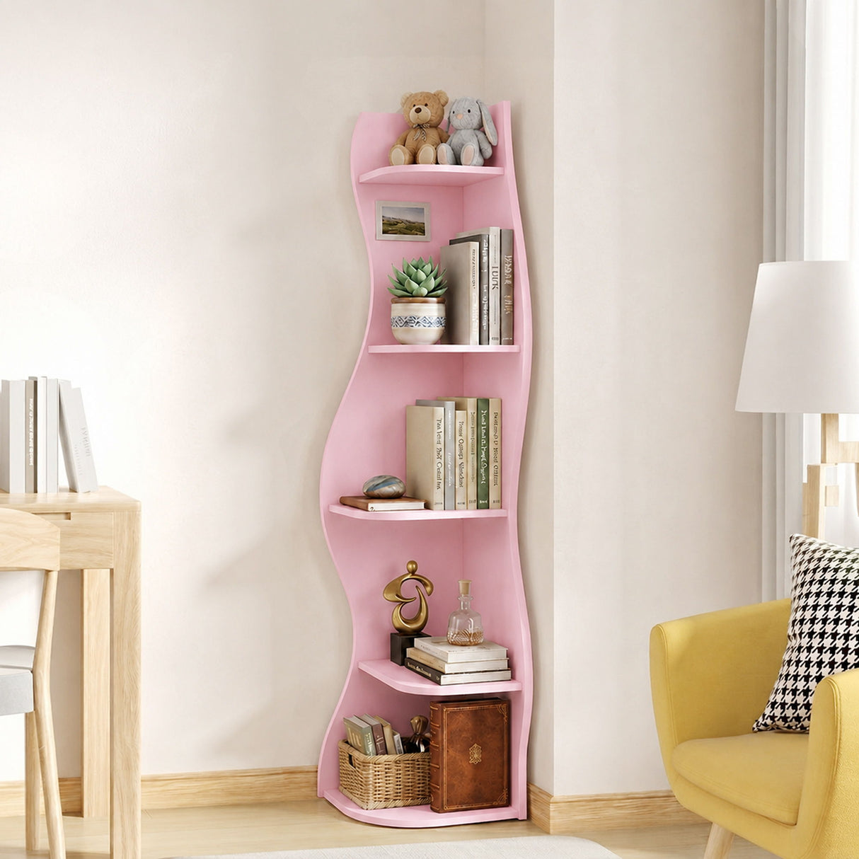 5 Tier S - Shaped Corner Shelf For Living Room