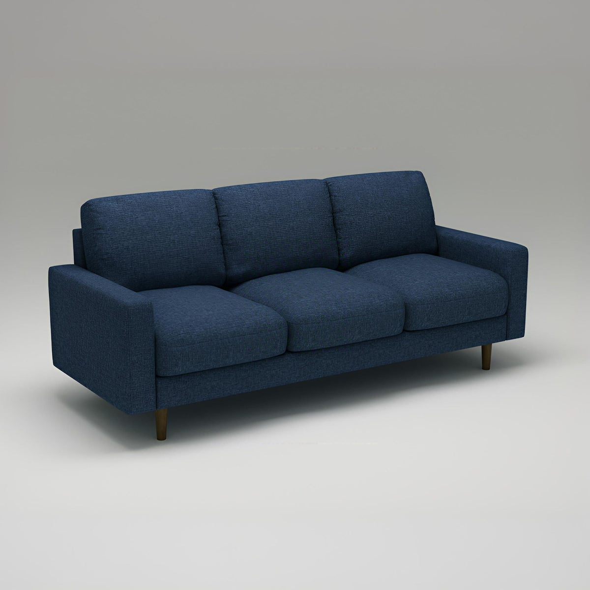 Modern Upholstered 3‑Seat Sofa Couch, Polyester Fabric Sofa With Accent Pillows, Loose Back Cushion For Living Room Apartment - Dark Blue