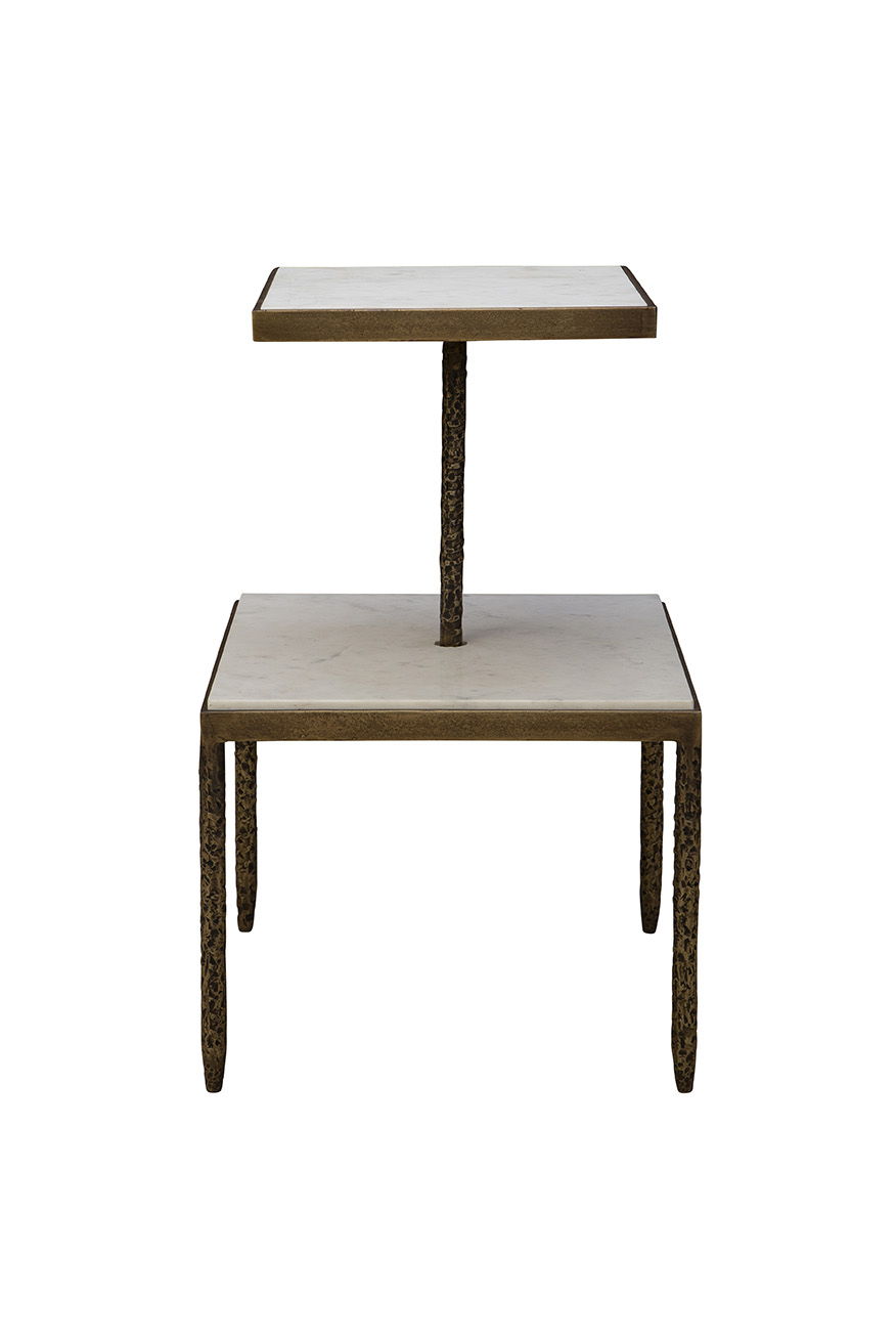 Antony - Side Table - White / Bronze