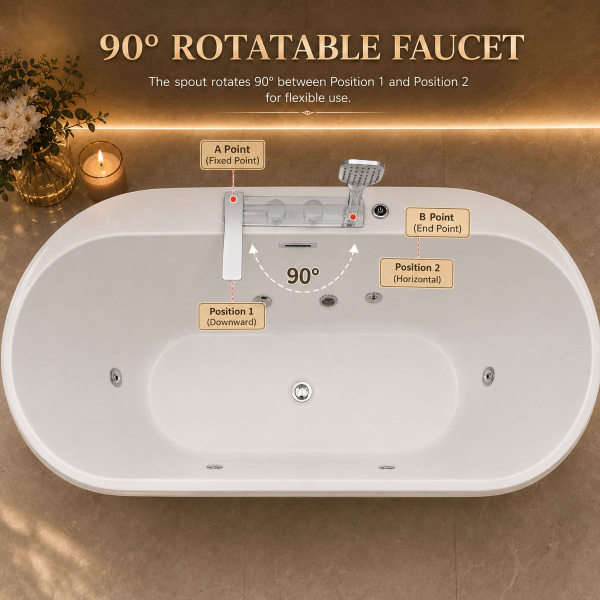 Xavier - Single Person AcrylicCorner Massage Bathtub, Featuring A Gfci Plug, Ul Certified Pump, Upc Certified Drain, And Swivel Faucet - Milk White