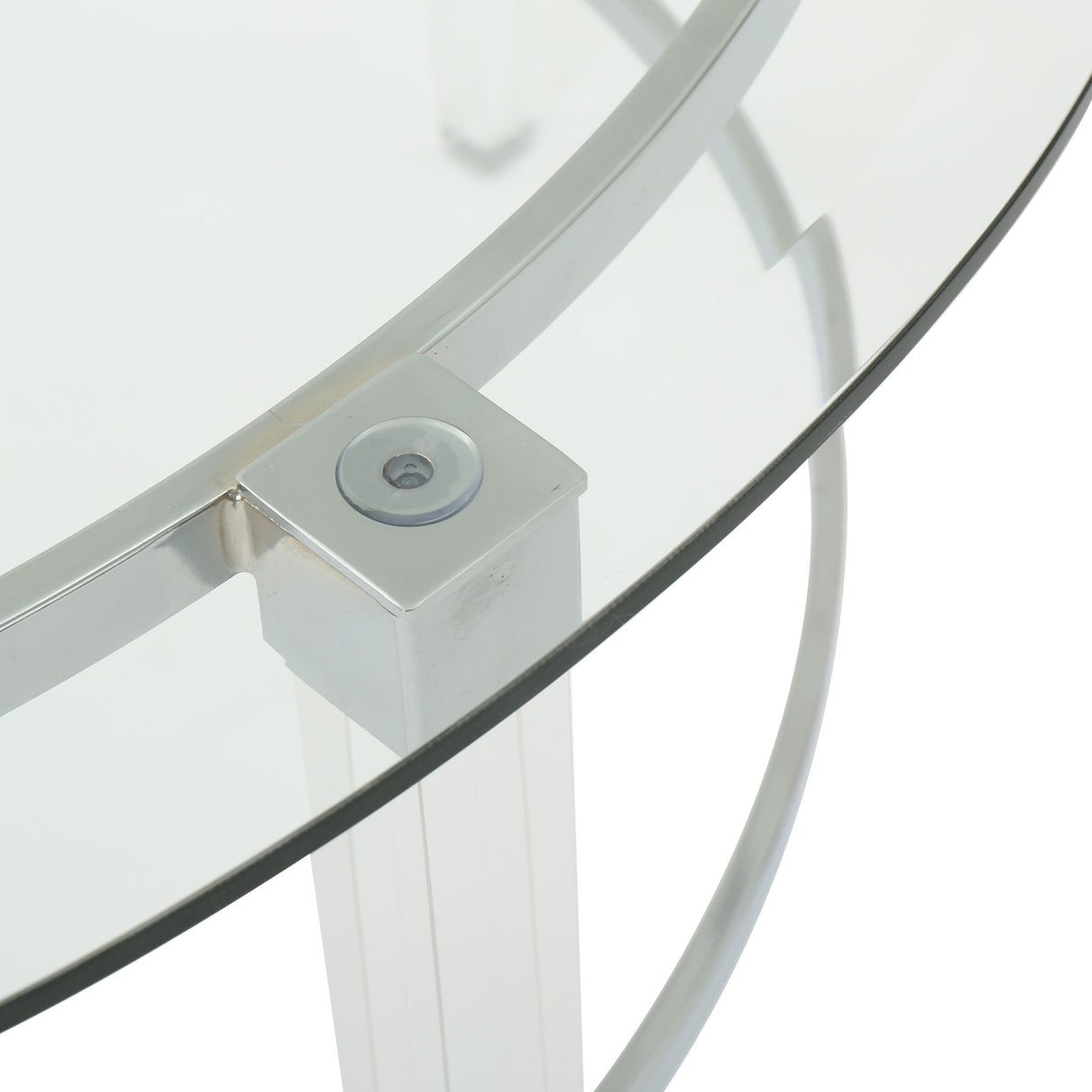 Tempered Glass Round Coffee Table With Four Legs - Clear