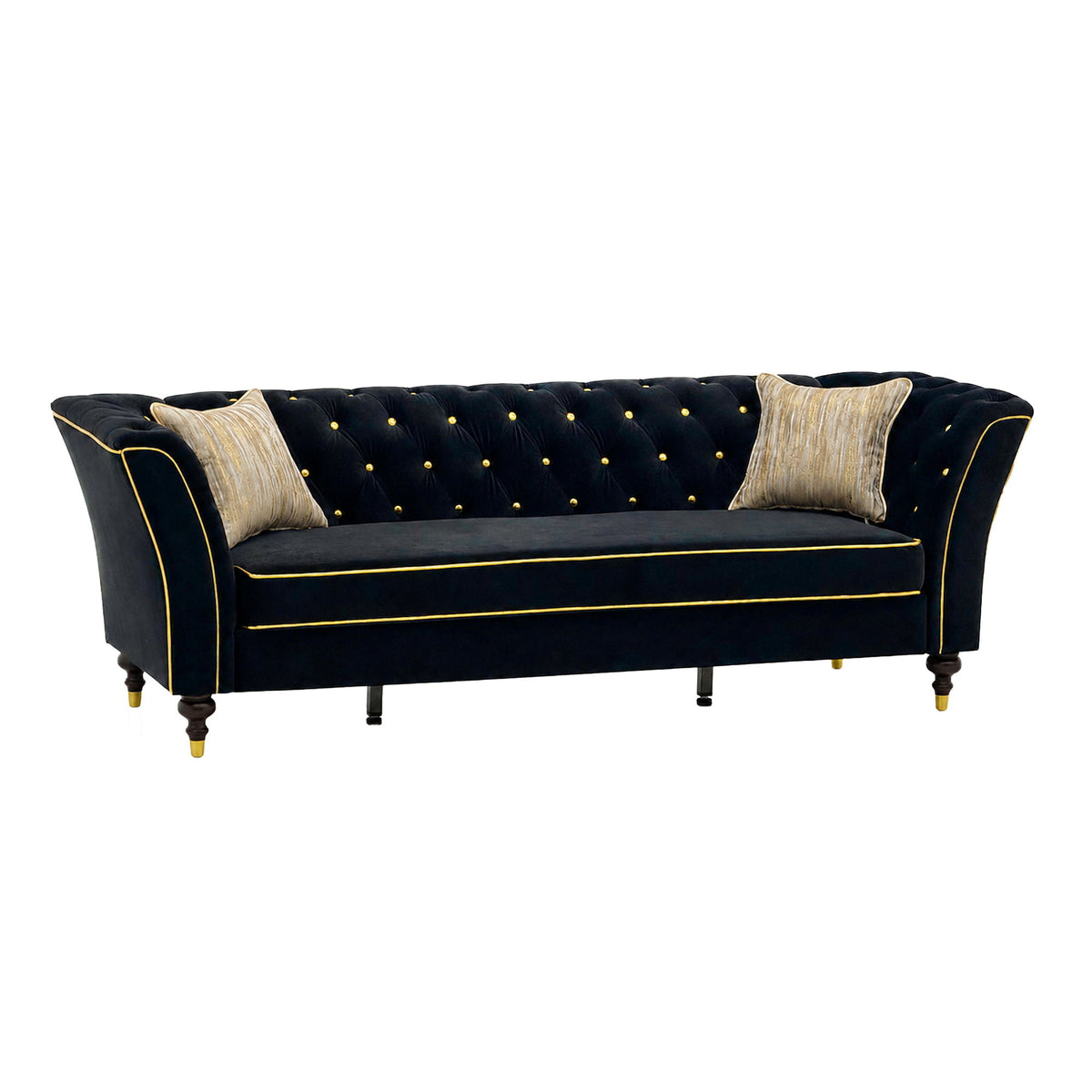 3 Person Sofa With Deep Seat, Tufted Backrest