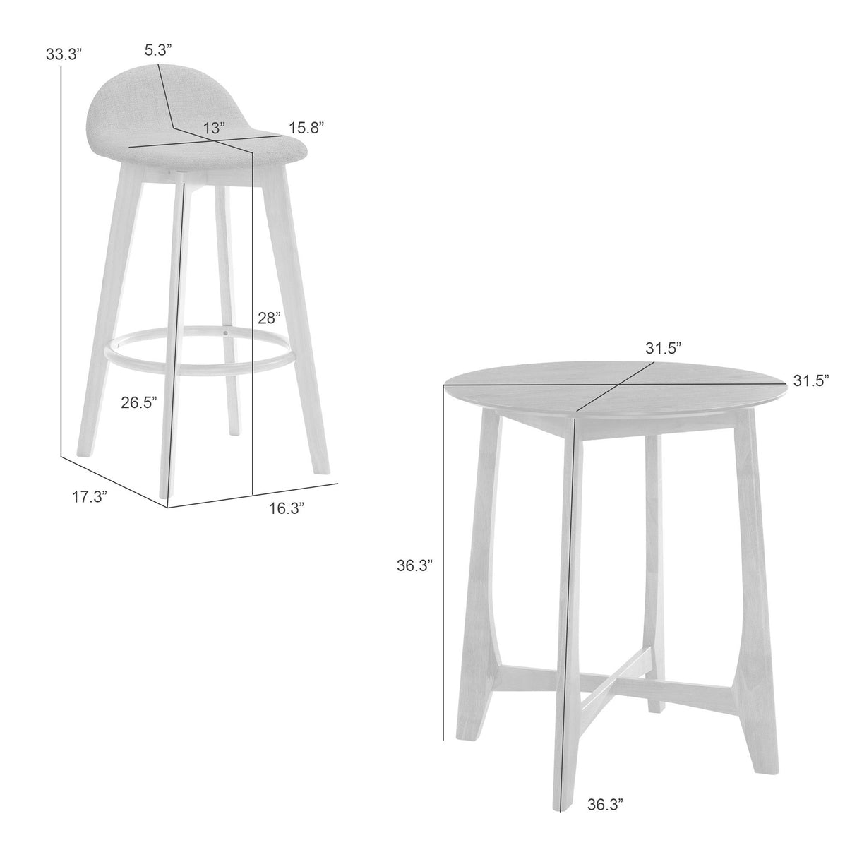 Vera - 5-Piece Wood Bar Set