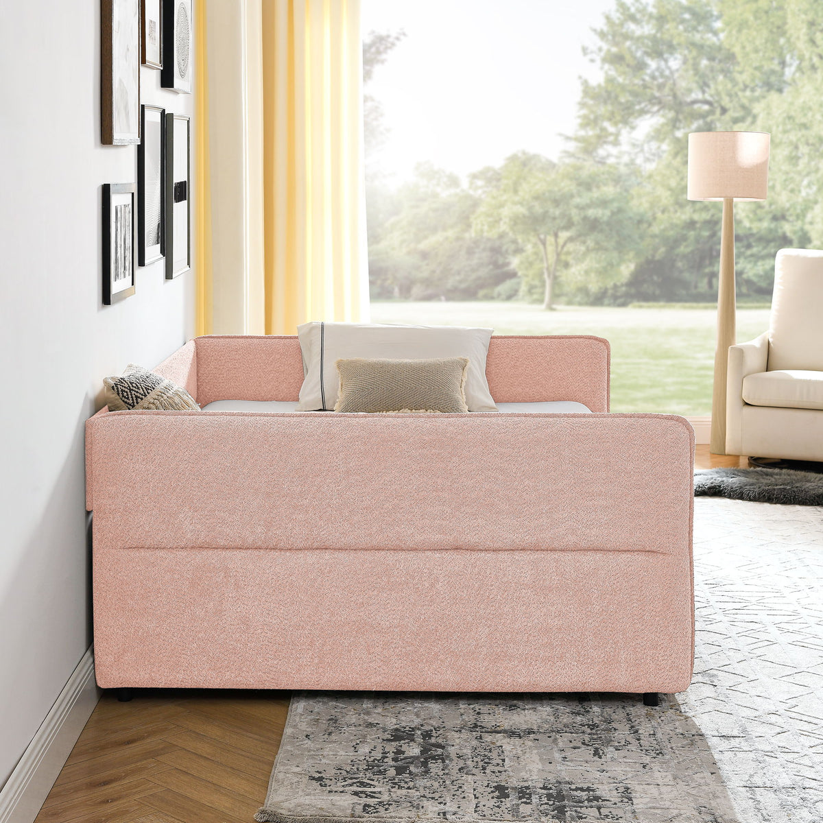 Upholstered Daybed & 2 Drawers