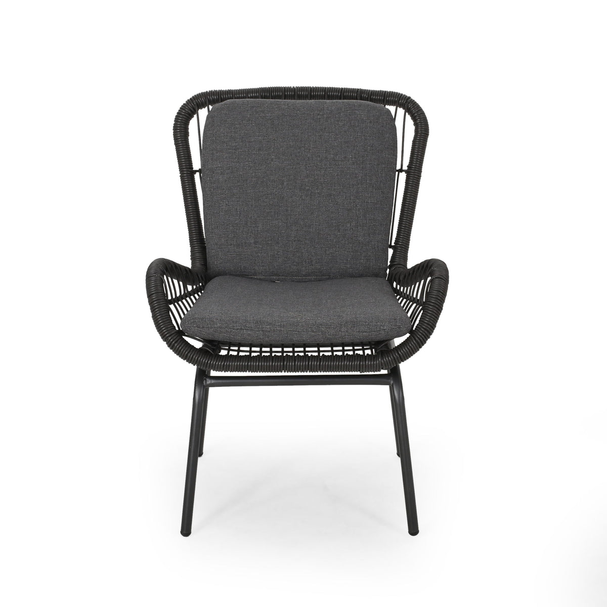 Outdoor Wicker Club Chair With Cushions (Set of 2)