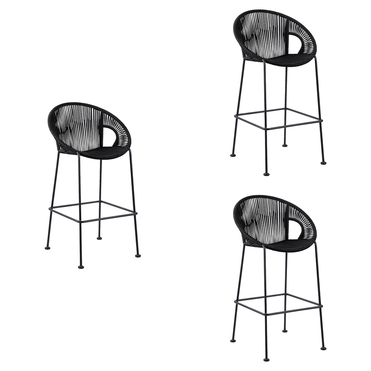 Acapulco - 30" Indoor Outdoor Steel Bar Stool With Rope Set of 2