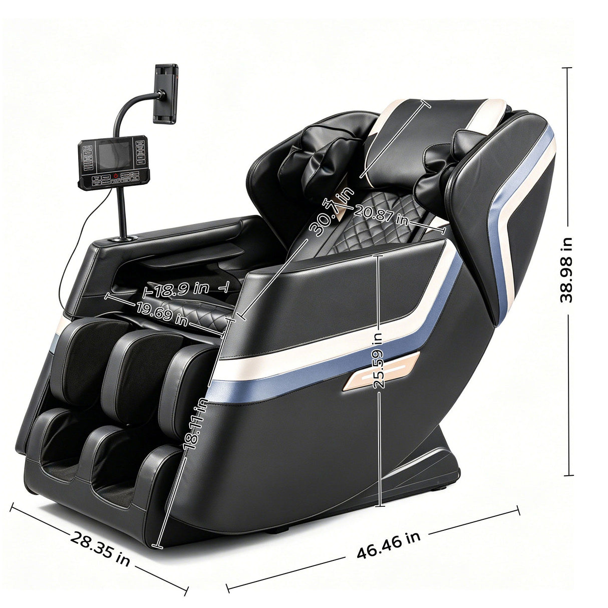 Massage Chair Recliner, Zero Gravity & Full Body Air Pressure - Black