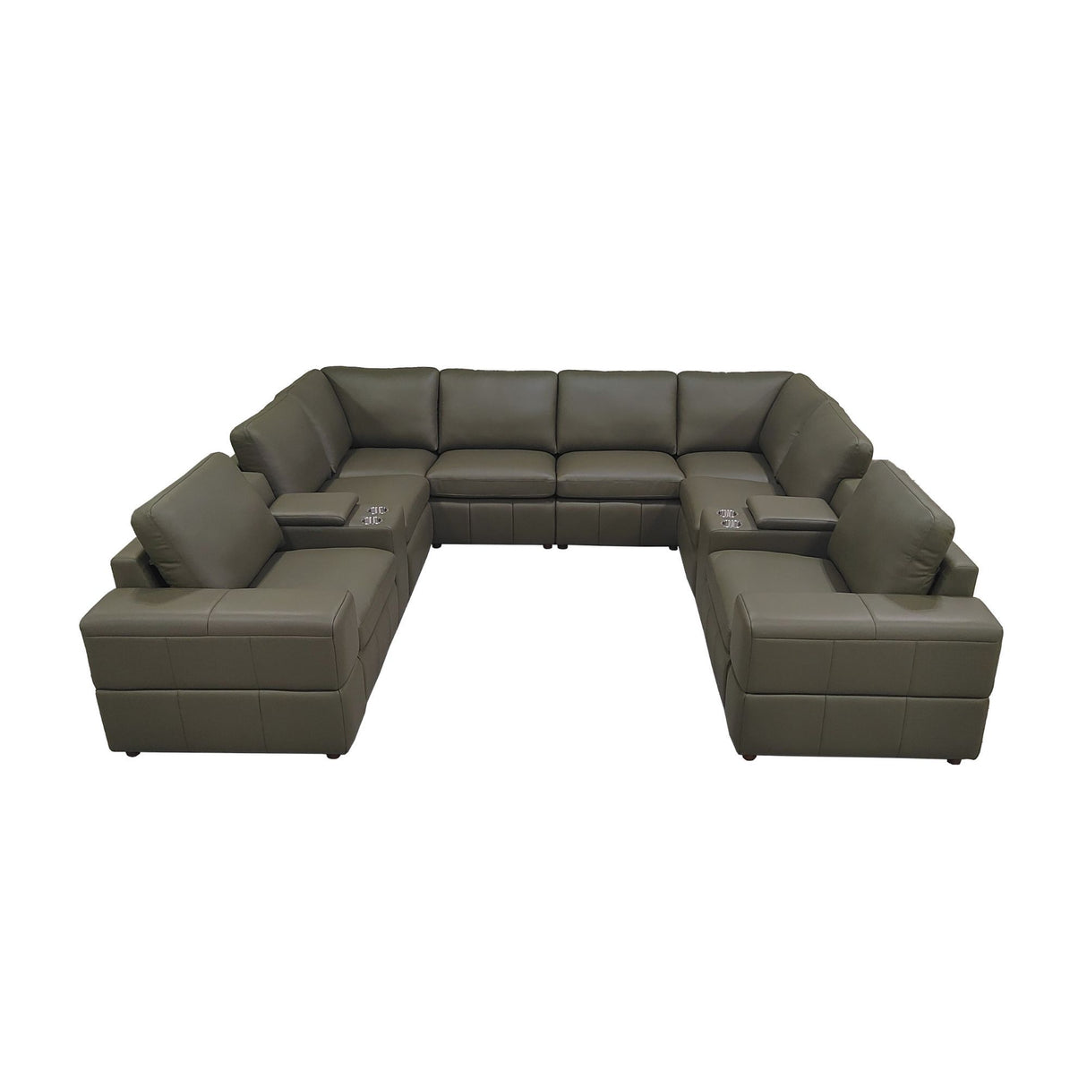 Upholstered Large Arms Sectional With Recliner Seats