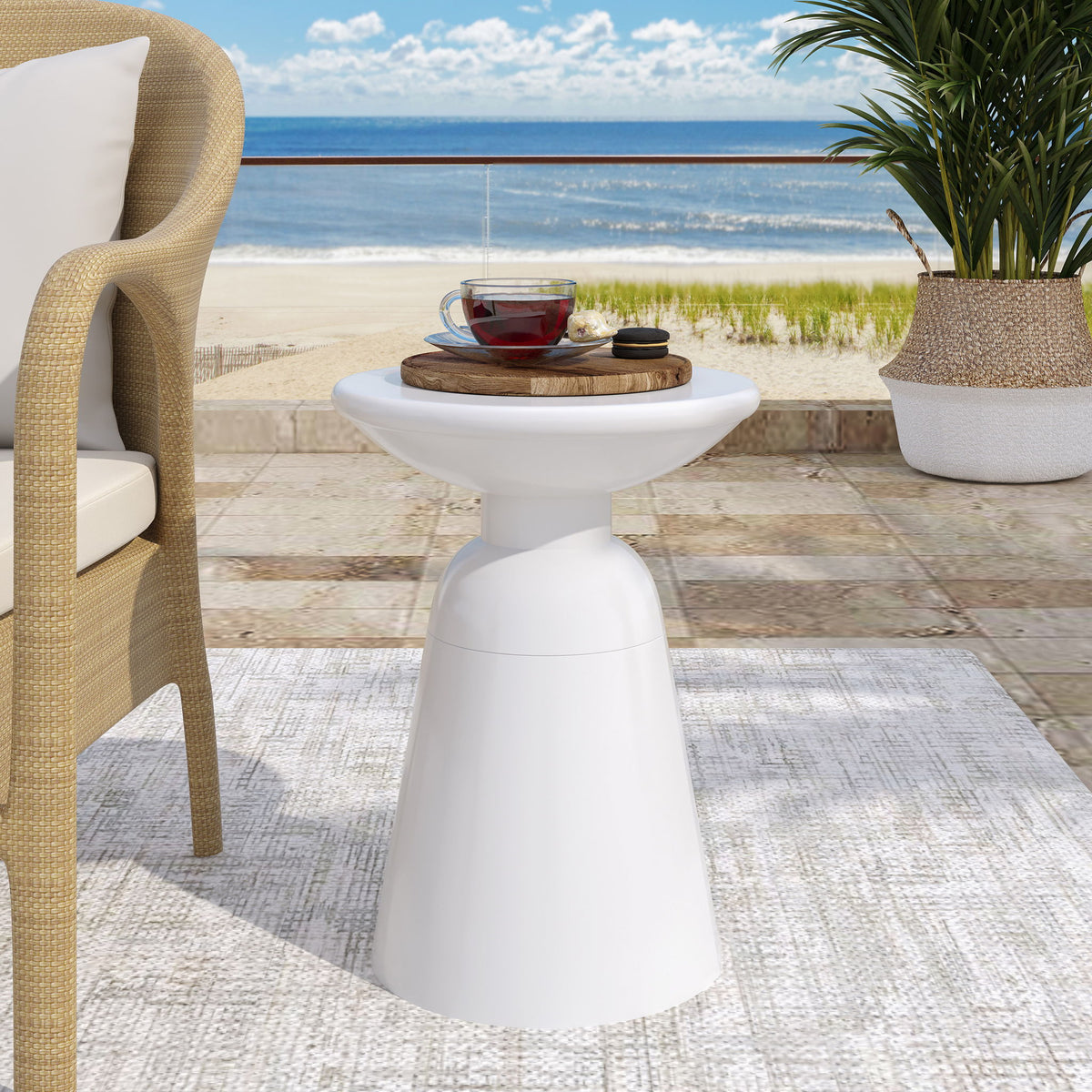 Outdoor Modern Metal End Large Table