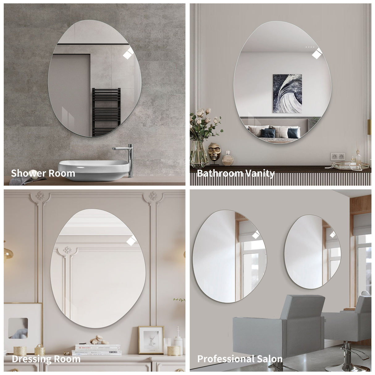Asymmetrical Bathroom Wall Mirror - Silver