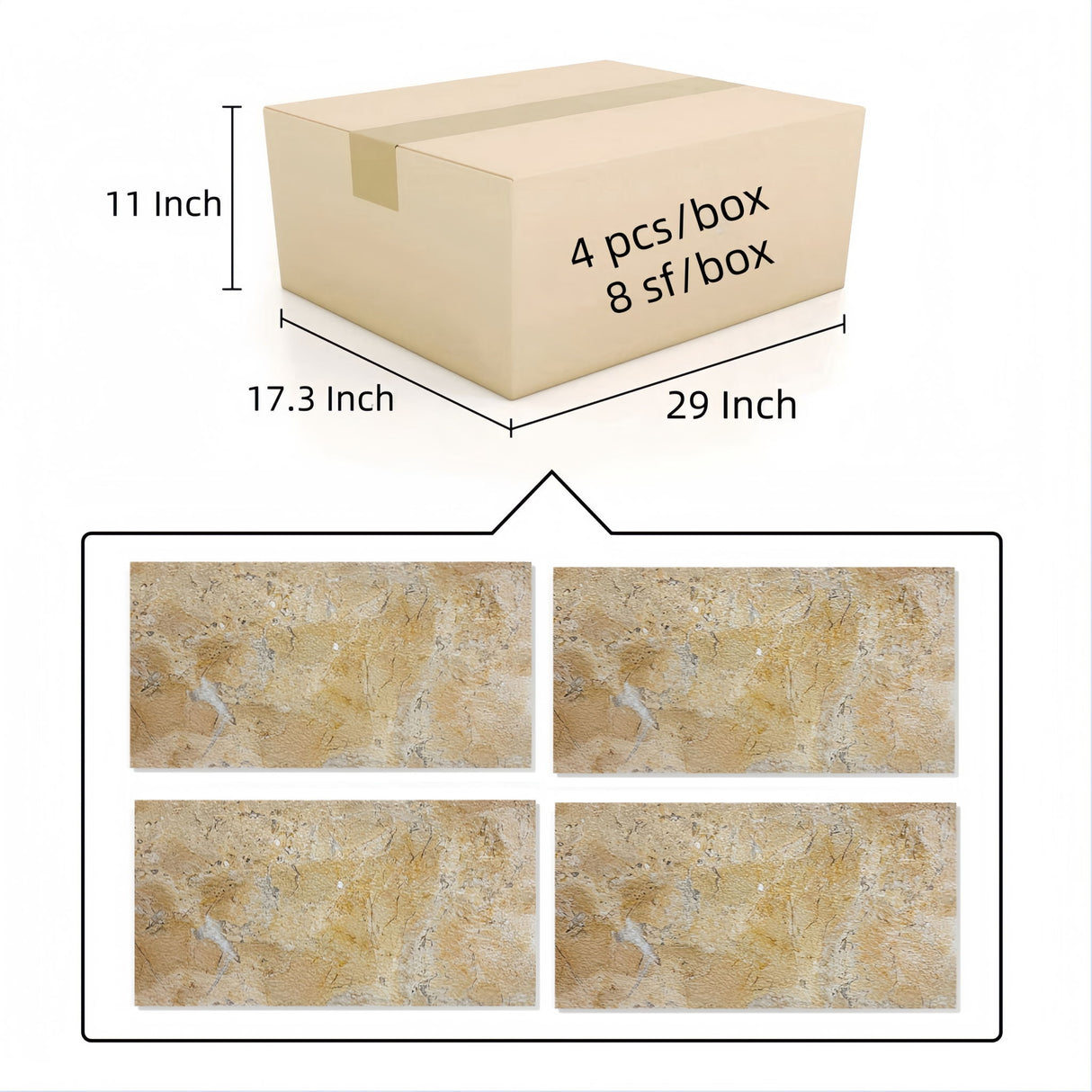 Natural Marble Polished Tile For Wall And Floor (Set of 4)