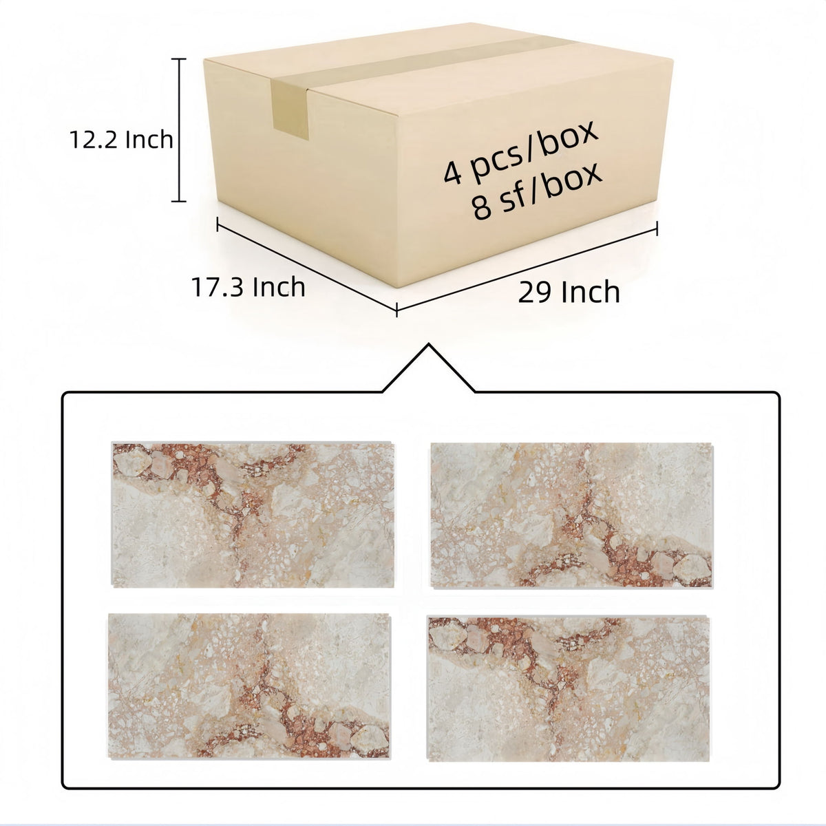 Natural Marble Polished Tile For Wall And Floor (Set of 4)