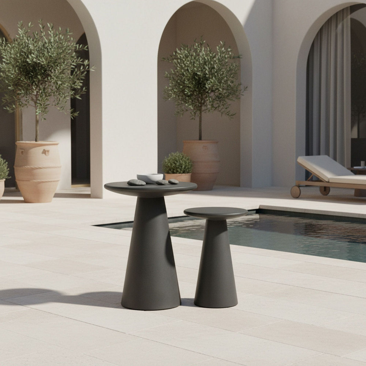 Nyima - Indoor Outdoor 2-Piece Table Set - Charstone Concrete Finish