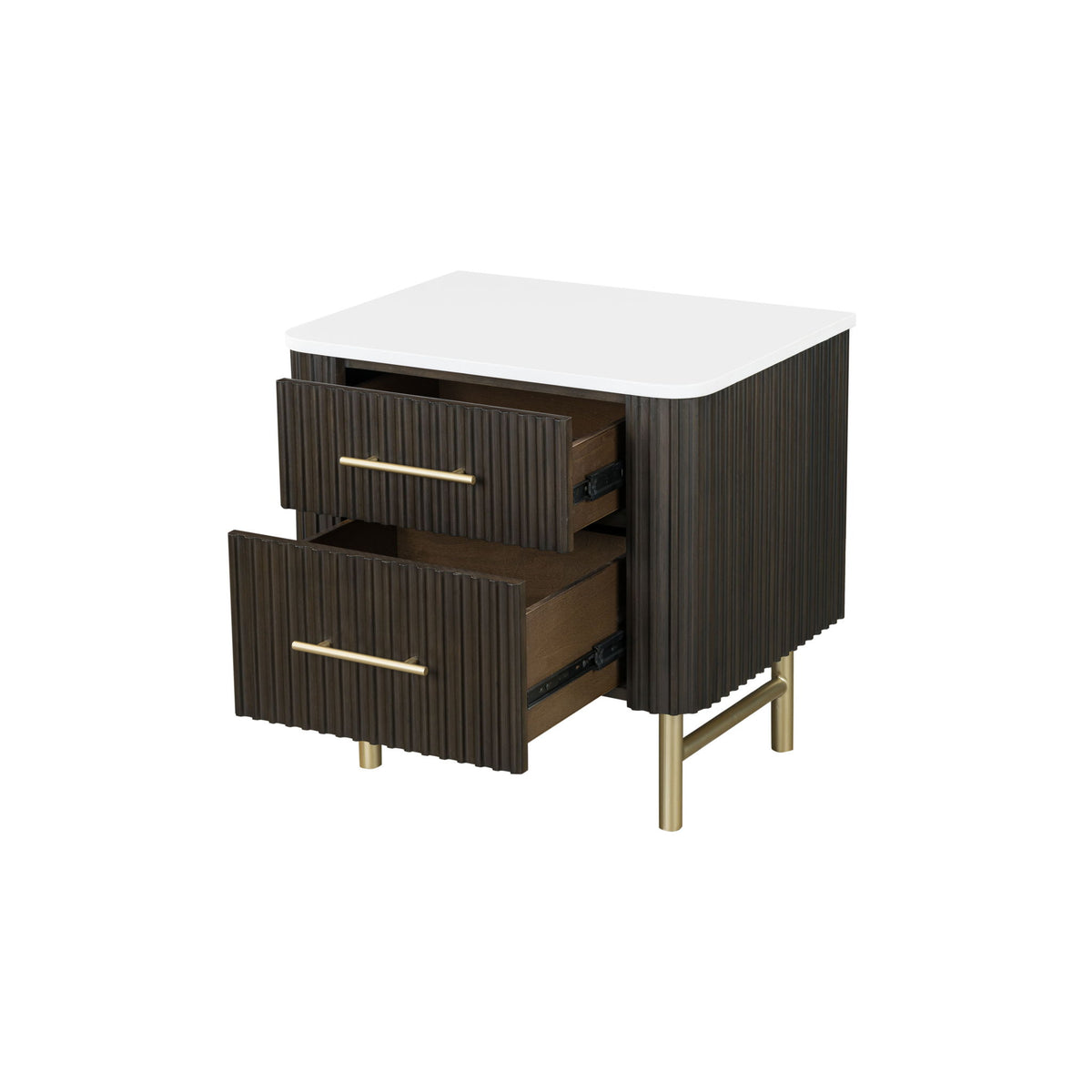 Clayten - Nightstand - Espresso / White Marble