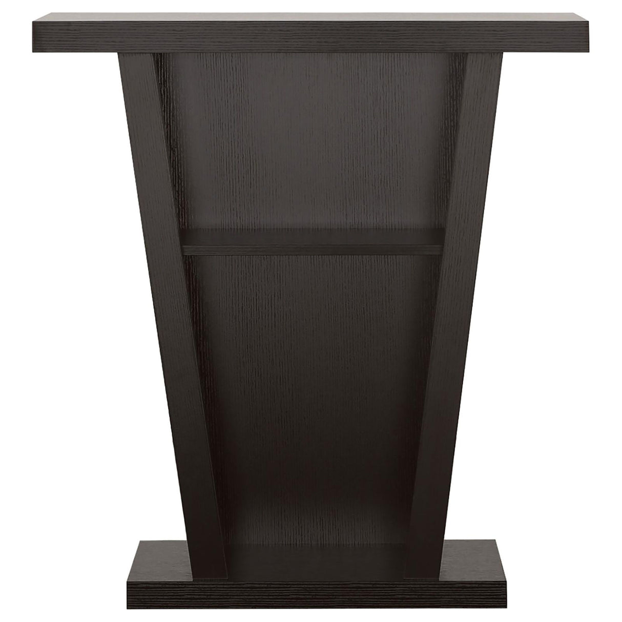 2 Shelf Console Table With V Shape Design - Brown