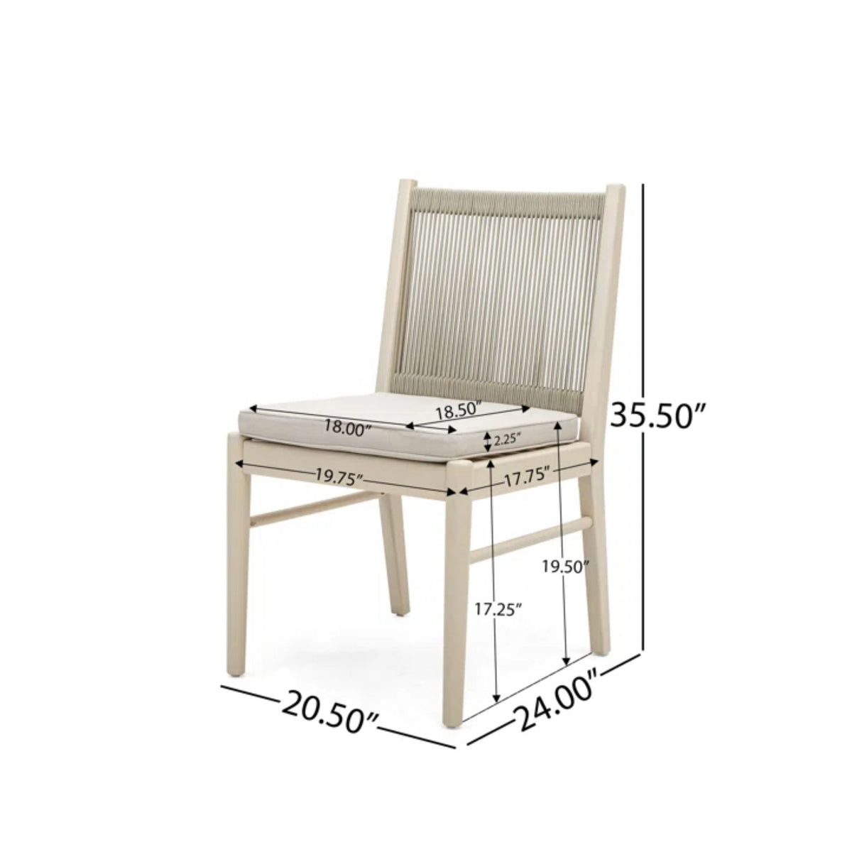 Cordoba - Dining Chair (Set of 2) Comfortable Armless Chairs - Beige
