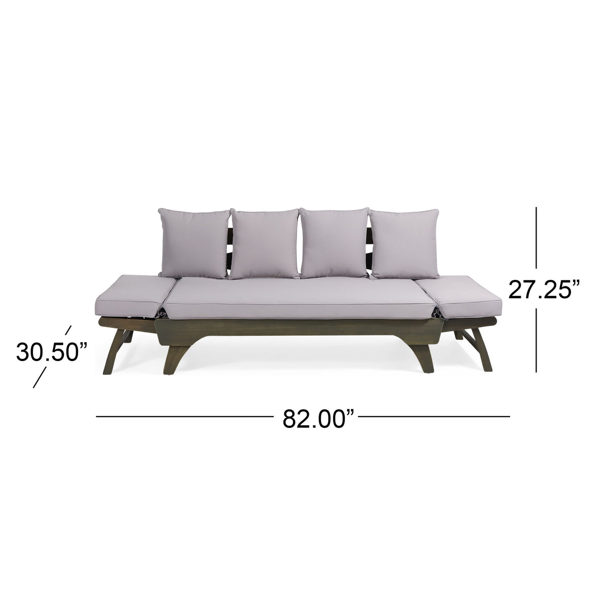 Outdoor Acacia Wood Expandable Daybed With Cushions