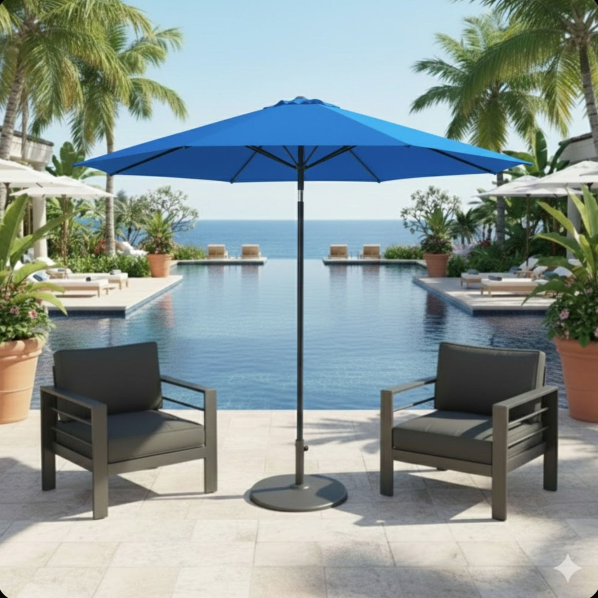 Market Patio Umbrella With Crank Lift And Tilt, UV Resistant Canopy For Pool (Without Base) - Blass