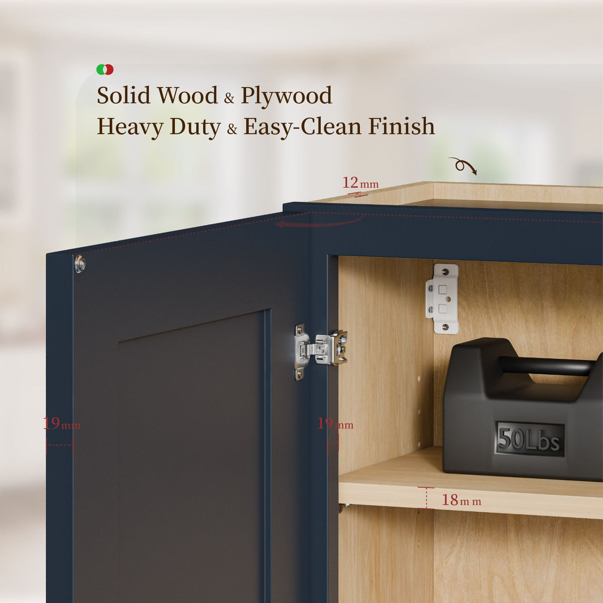 Shaker Wall Cabinet With 2 Adjustable Shelves