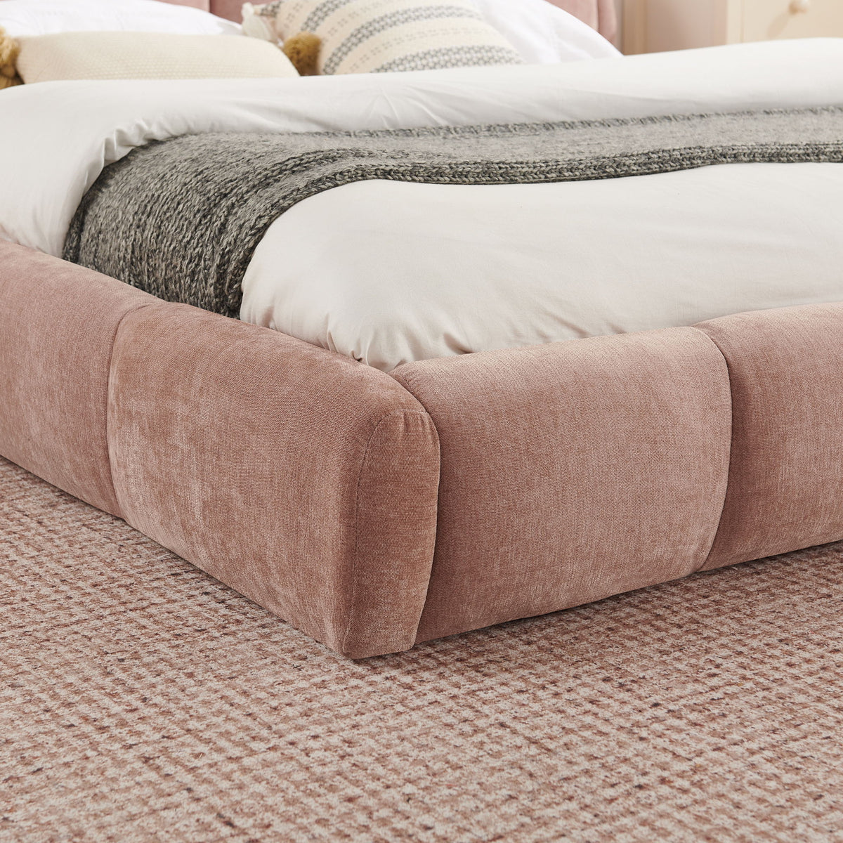 Upholstered Platform Bed Frame, Low Profile Floor Bed, No Box Spring Required