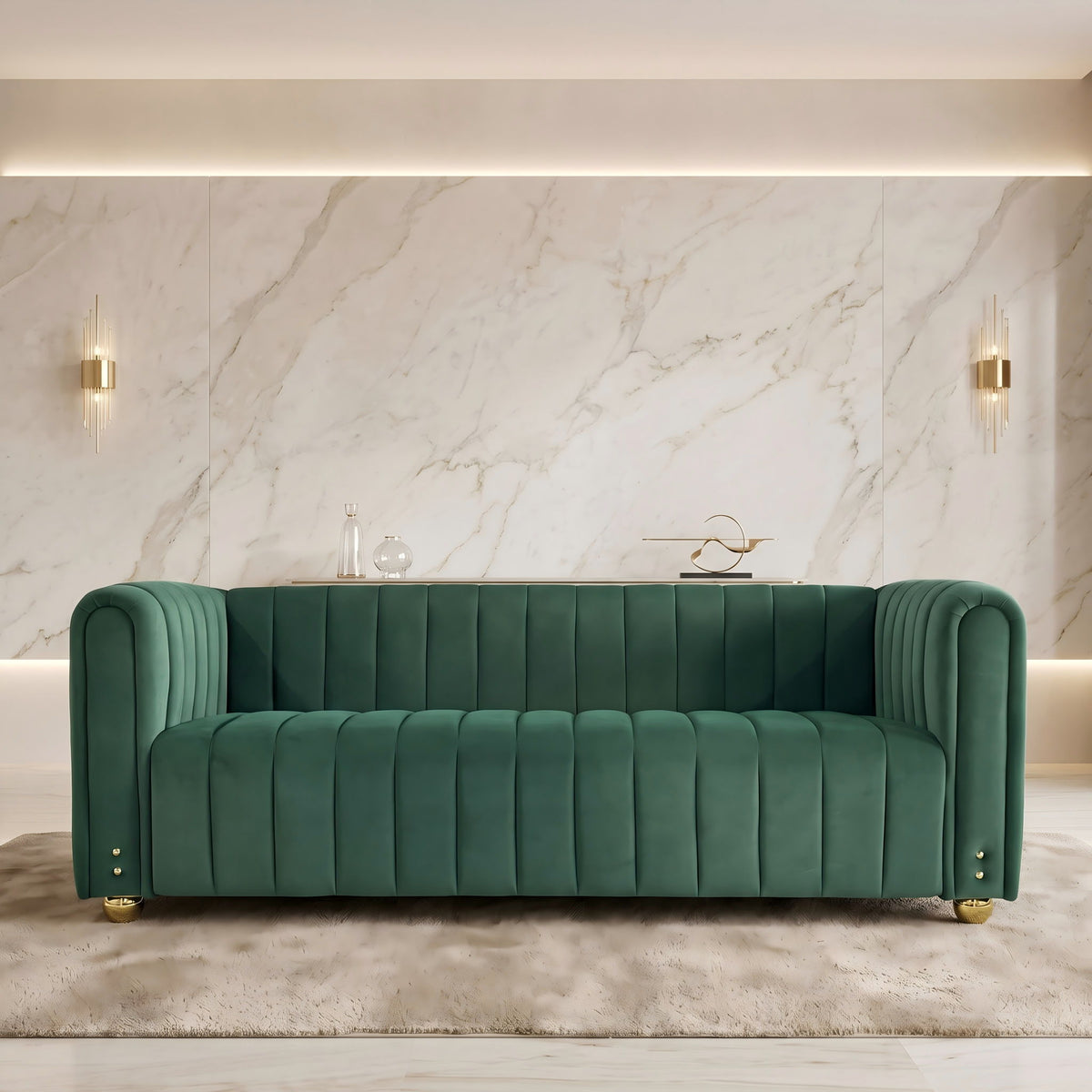 Sofa With Vertical Stripes With Accents
