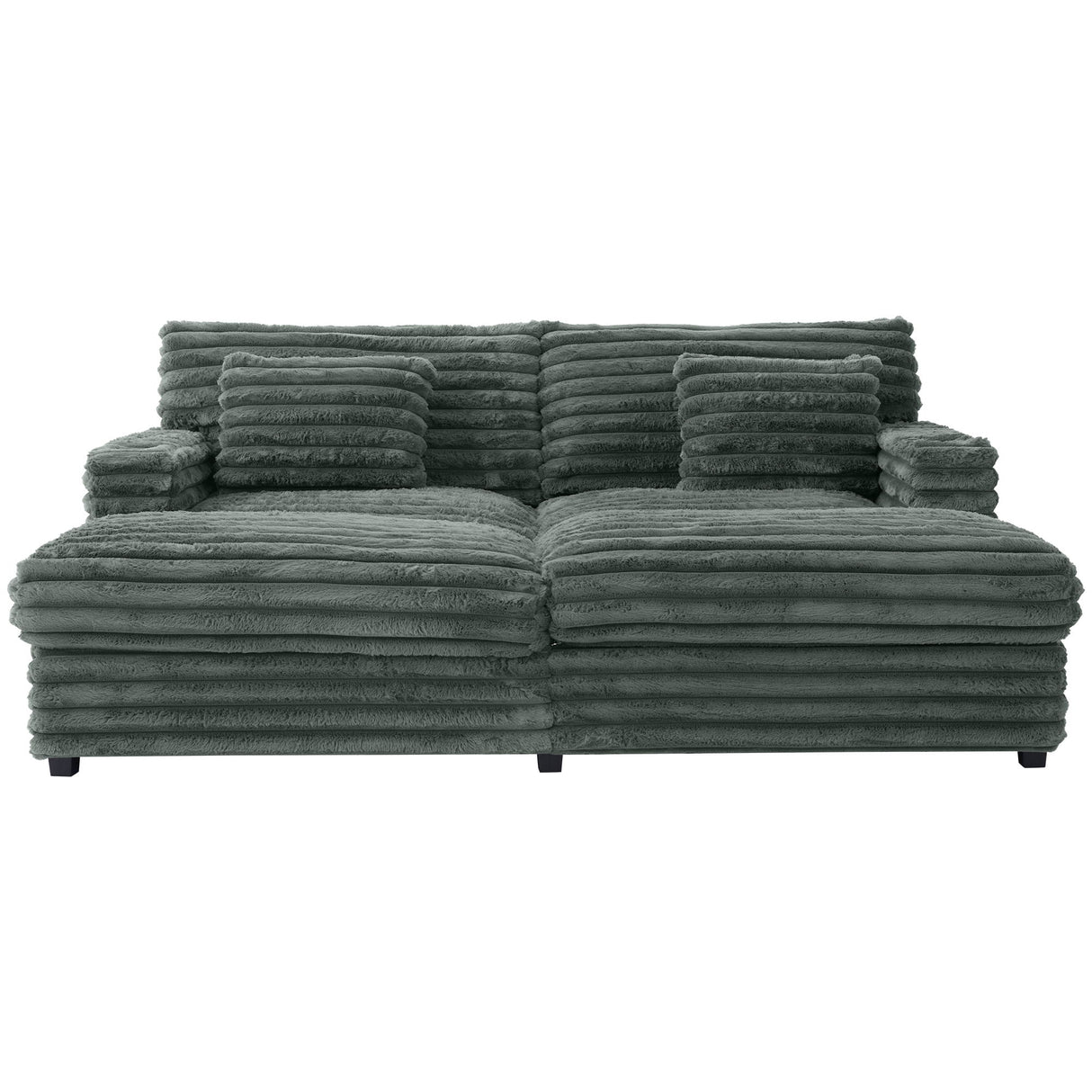 Oversized Double Chaise Lounge Sofa With USB Ports And Cup Holders
