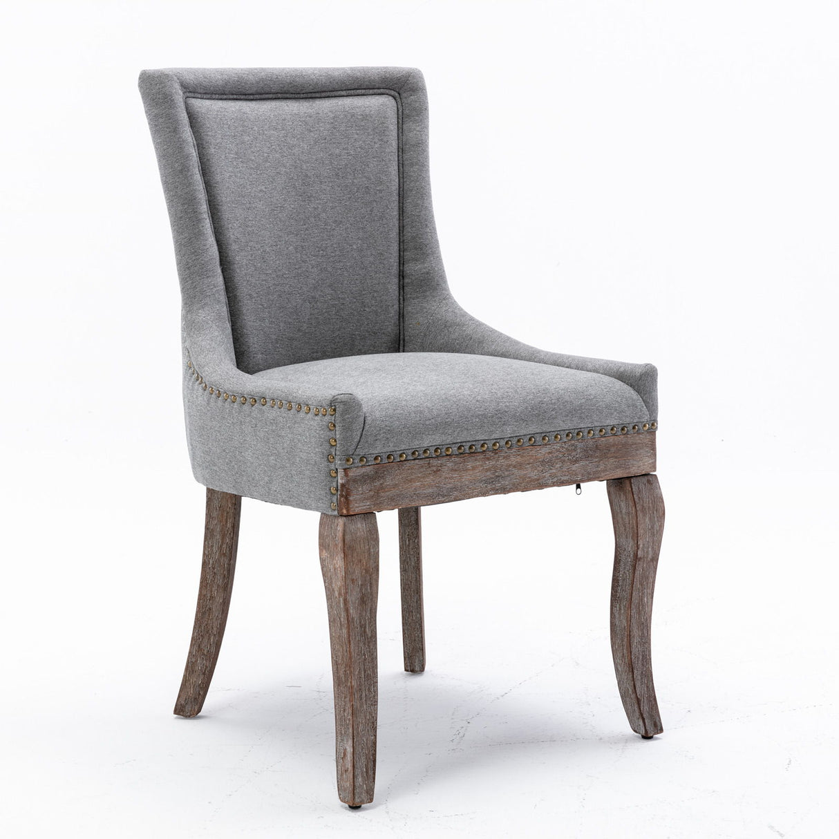 Ultra Side Dining Chair,Thickened Fabric Chairs With Neutrally Toned Solid Wood Legs, Bronze Nail Head (Set of 2) - Chair Sets - Alpine Outlets