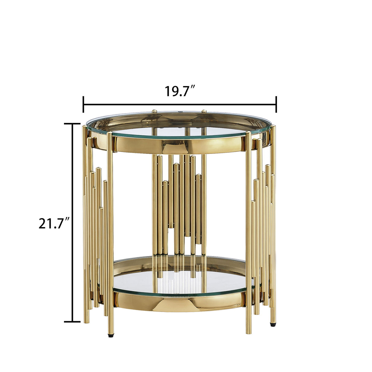Round Double Tier Table With Flute Shaped Tube Legs