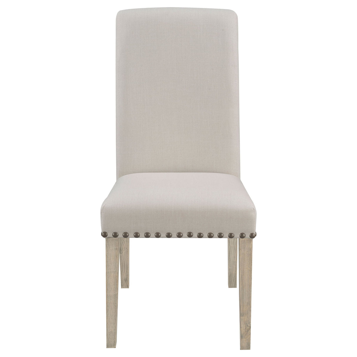 Upholstered Dining Chair With Rolled Edge Seat Back (Set of 2) - Beige