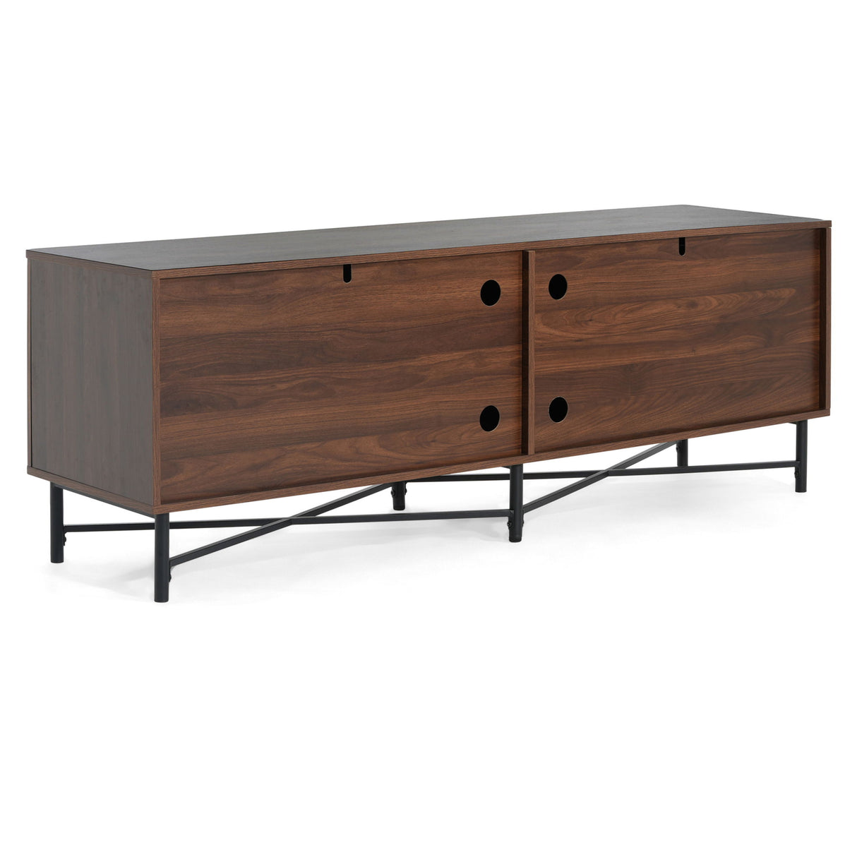 4 Door TV Cabinet, 2 Storage Spaces, Adjustable Shelves